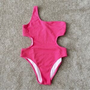 PINK Victoria's Secret One Shoulder Neon Pink Cutout Ribbed One Piece Size XXL